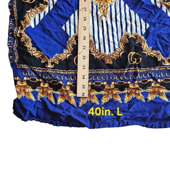 Batik Sumi blue yellow kaftan maxi dress fits M/L - Picture 6 of 7